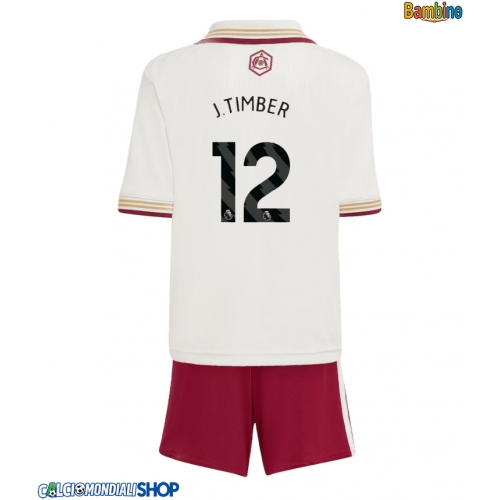 Maglie da calcio Arsenal Jurrien Timber #12 Terza Maglia Bambino 2025-26 Manica Corta + Pantaloni corti)